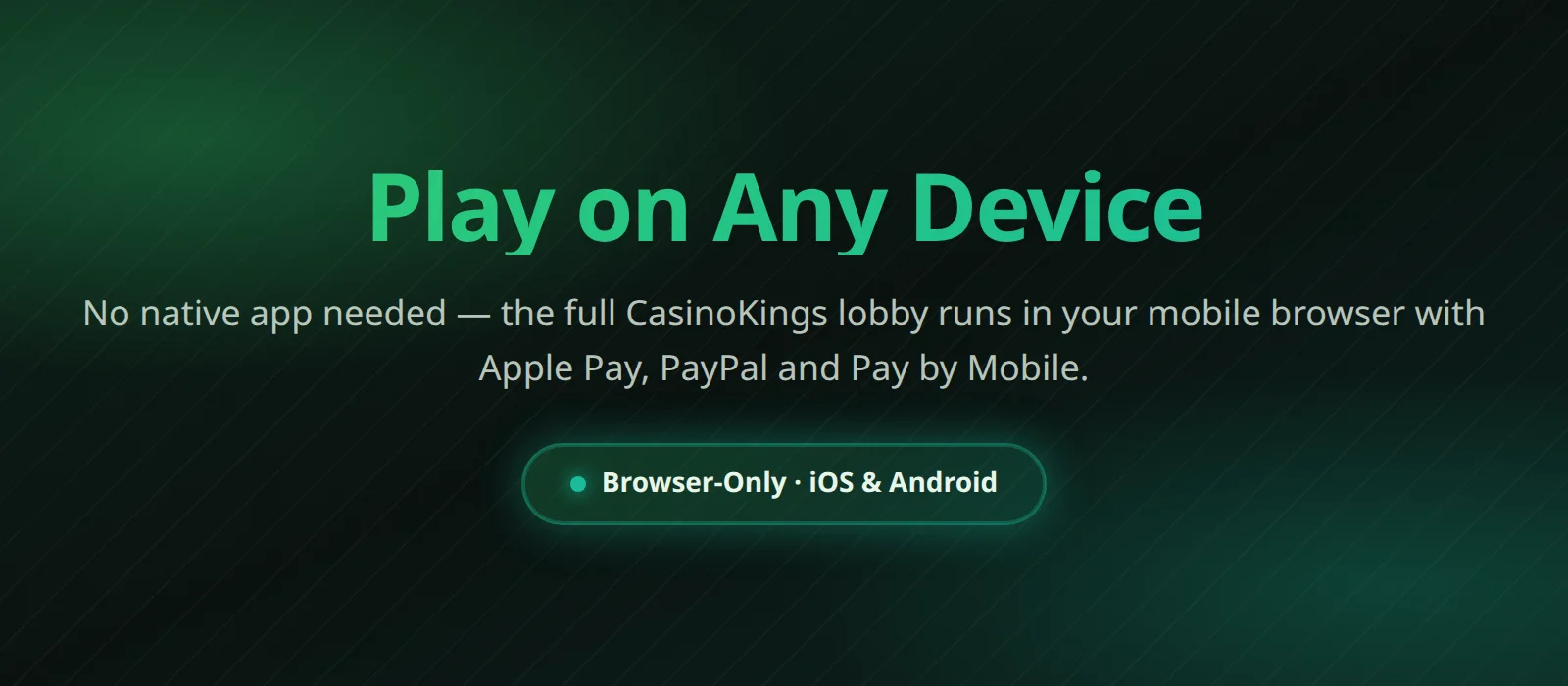 CasinoKings Casino on mobile